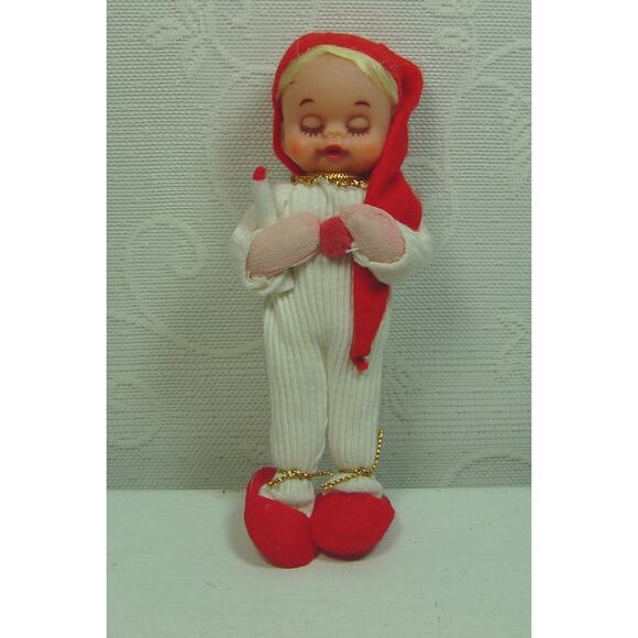 JESTIA T.K.R. SLEEPY CHILD WITH CANDLE FABRIC FIGURINE--JAPAN--#725 - Picture 1 of 5